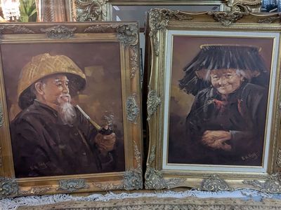 Vintage Original Oil paintings in exquisite ornate Solid Wood frames