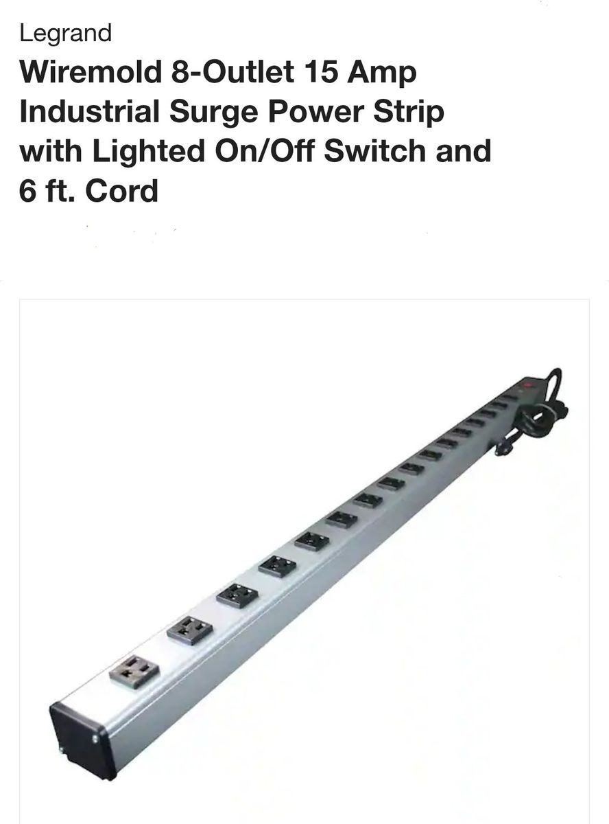 Legrand 8-Outlet 15 Amp Surge Protector 4ft long