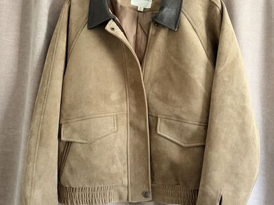 Thread & Supply Faux Suede Chore Coat XL Tan Brown Contrast Collar