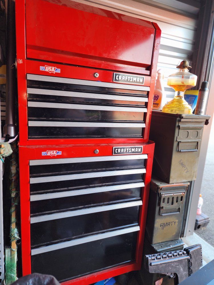 Craftsman Red Steel Tool Chest Combo Stack Top and Bottom Cabinets