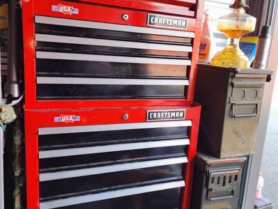 Craftsman Red Steel Tool Chest Combo Stack Top and Bottom Cabinets
