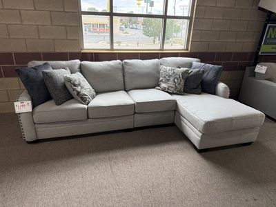 Last one! Dellara 3pc Gray Sectional with Chaise - Living Room Furniture - Action Home Furniture
