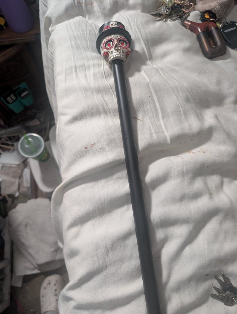 Unique Sugar Skull Cane/Walking Stick - Halloween Prop or Decorative Piece
