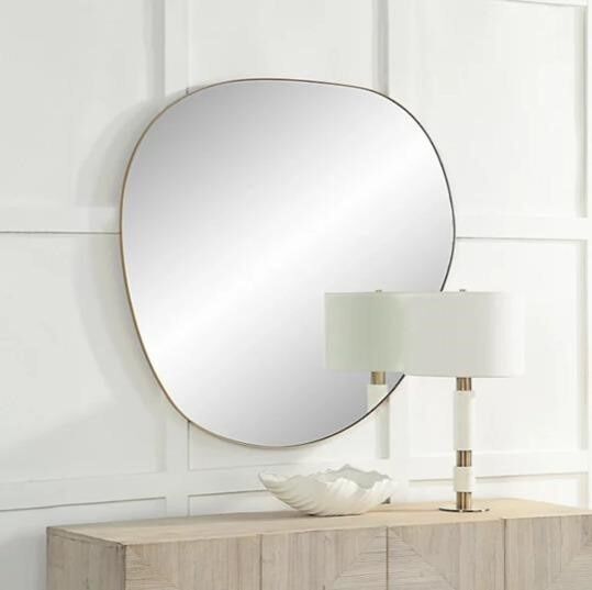 Renwil Peony 45in Tall Round Mirror - Brass