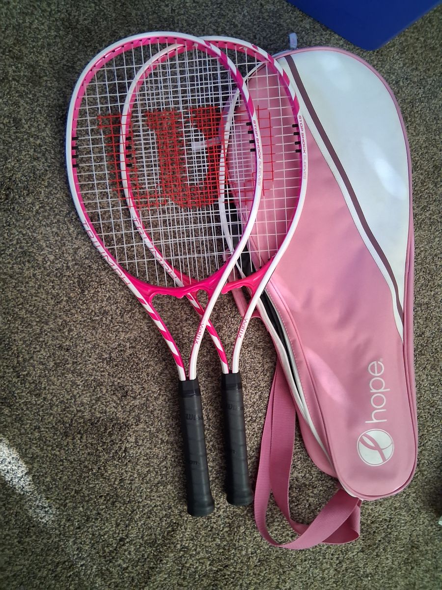 Lot of 4 Tennis Racquets: 2 Wilson Hope Triumph & 2 Head Tour Pro with Wilson Bag