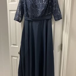 Formal Blue Sequin and Chiffon Dress - Size 12