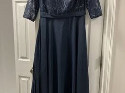 Formal Blue Sequin and Chiffon Dress - Size 12