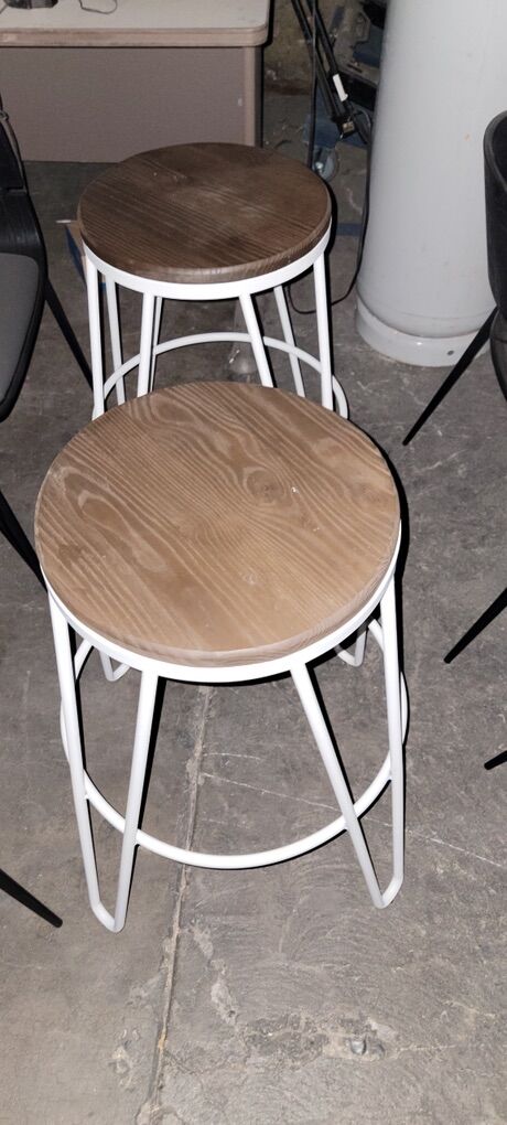 2 New Wood Top Barstools