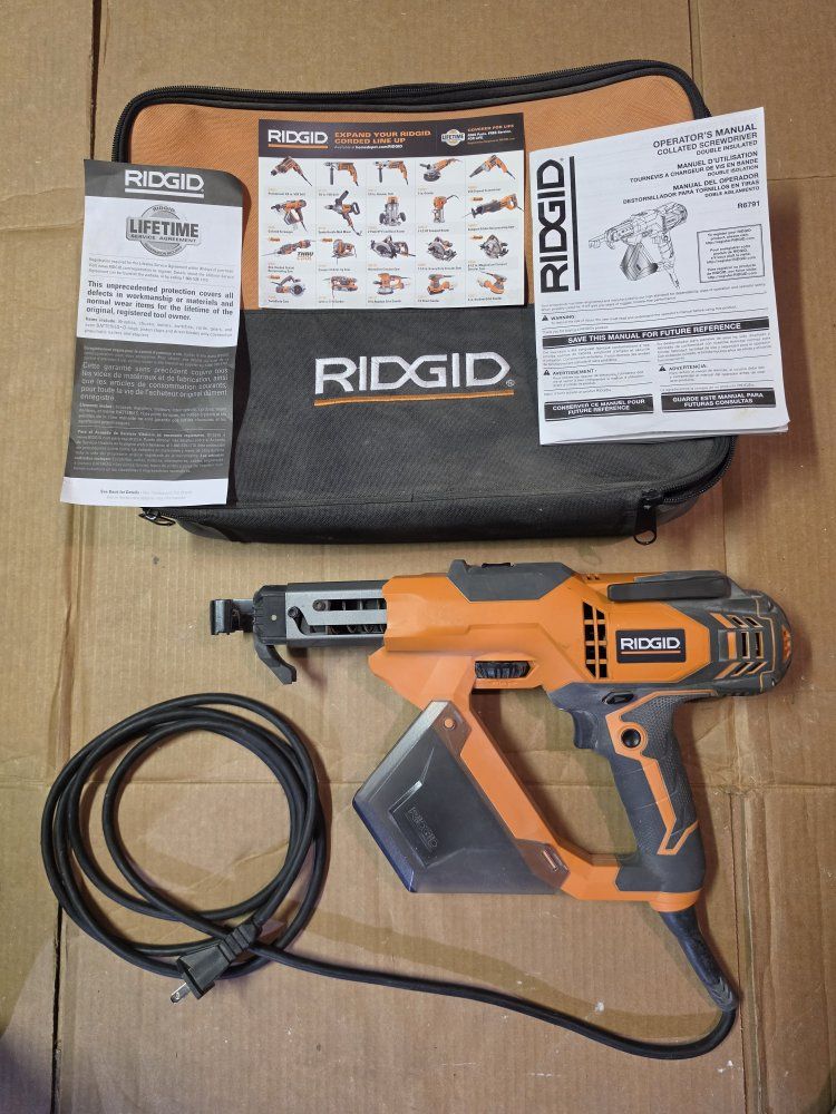 RIDGID R6791 Corded Collated Screwdriver with Case and Manuals