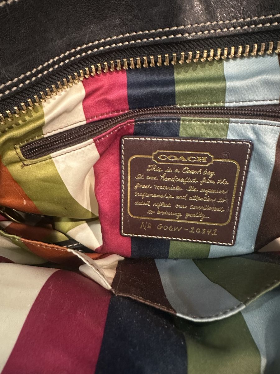 COACH Signature C Jacquard Hobo Bag G06W-10341 Black Leather Trim Gold Hardware Shoulder Bag