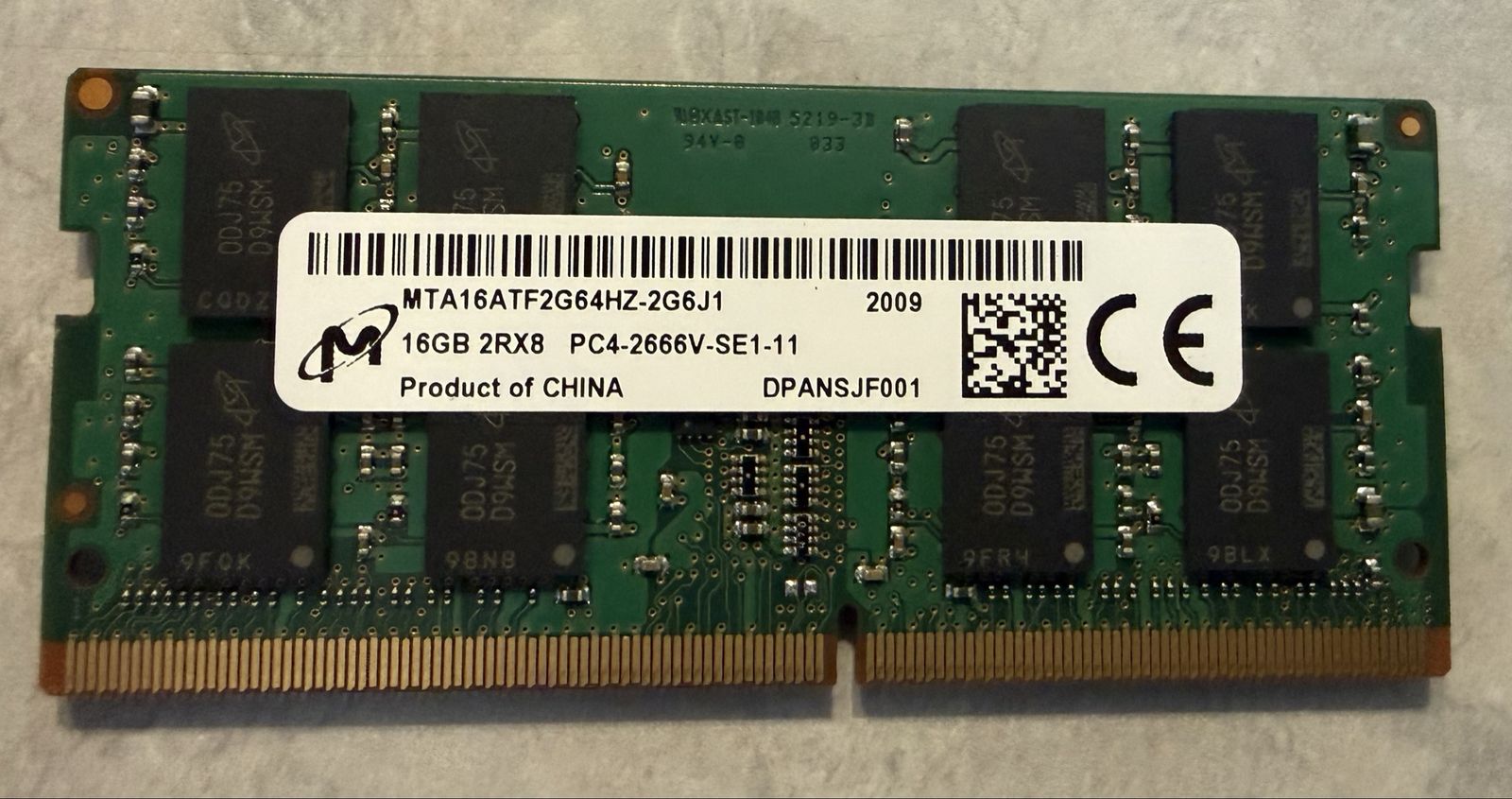 Micron MTA16ATF2G64HZ-2G6E1 16GB 2Rx8 PC4-2666V DDR4 SODIMM Laptop RAM