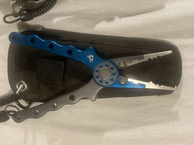 Blue Fishing Pliers with Sheath and Lanyard - Fishing Tool