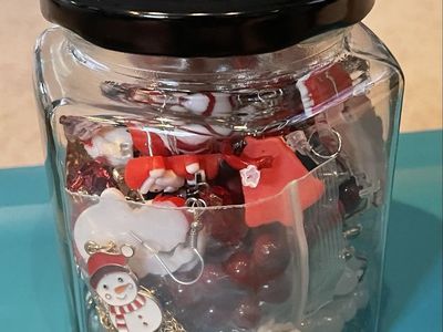 Christmas Themed Jewelry Jar - Earrings, Necklaces, and Bracelets