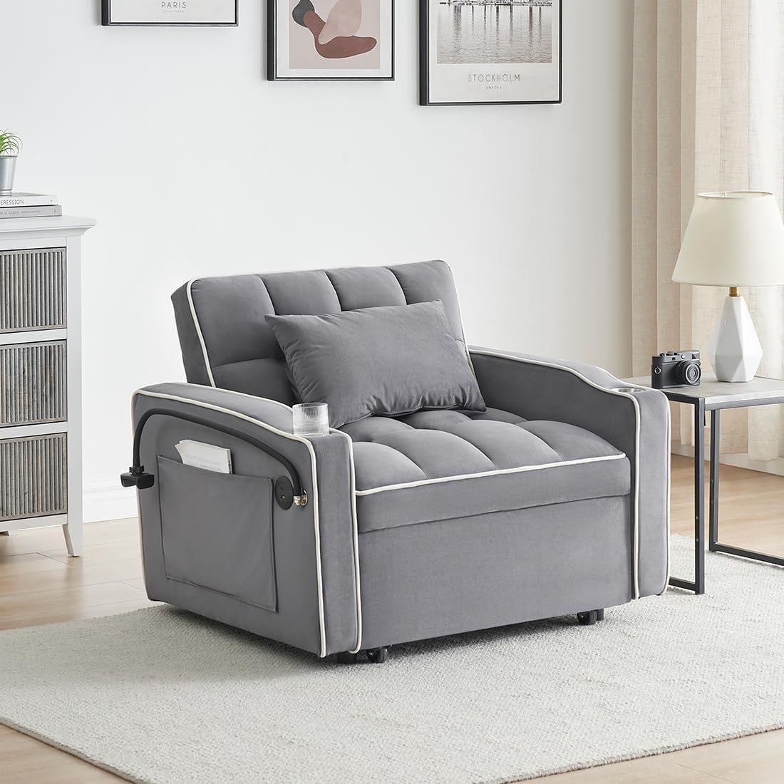 3-in-1 convertible sleeper sofa bed chair
