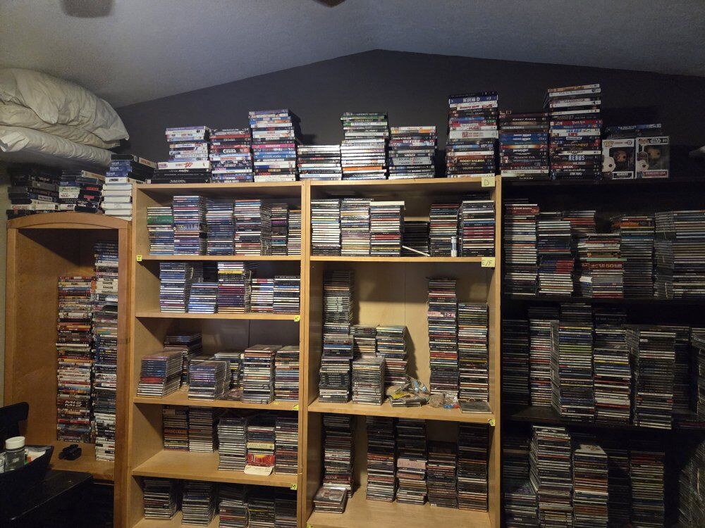 CDs+DVDs+Books+Xmas cds=$2 each from Ebay store...