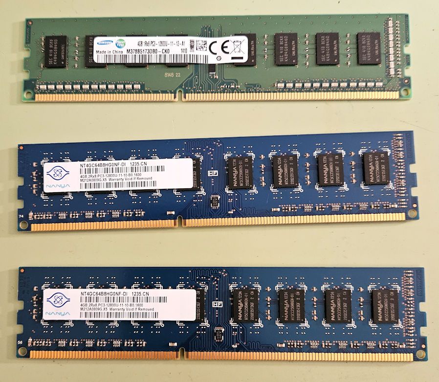 4GB PC3-12800U Ram - 3 sticks - 12GB total