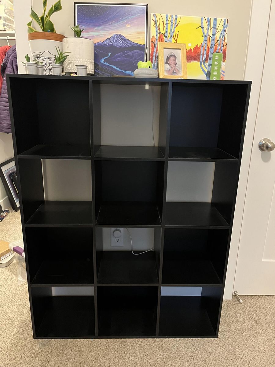 Black Cube Storage Organizer 12-Cube Shelf Unit Versatile Bookcase/Display Shelf