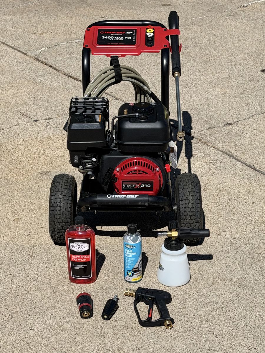 Troy-Bilt 3400 PSI Gas Pressure Washer + Foam Cannon & Accessories – Barely Used