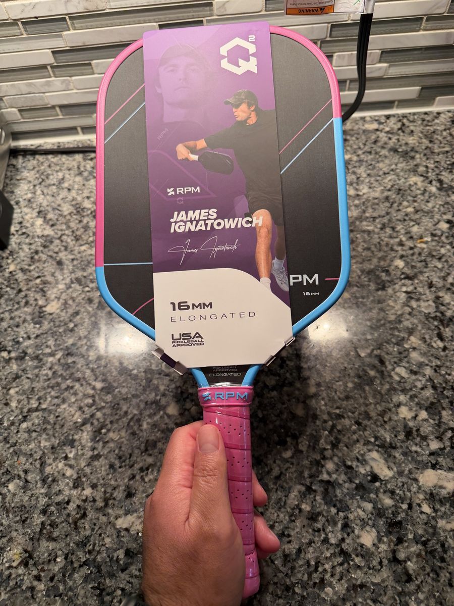 New RPM James Ignatowich Q2 16mm Elongated Pickleball Paddle