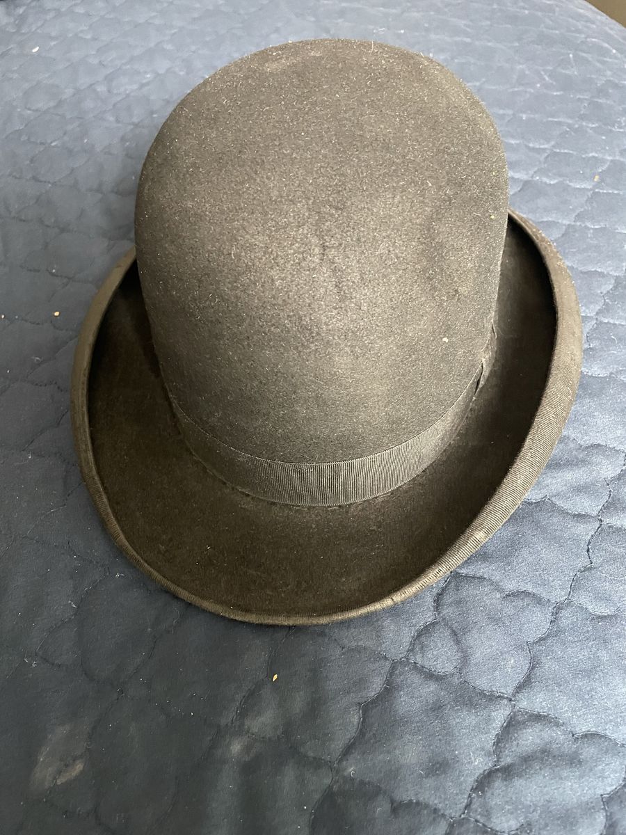 Vintage Golden Rule Johnstown Bowler Hat - Black Felt, 21.5" Circumference