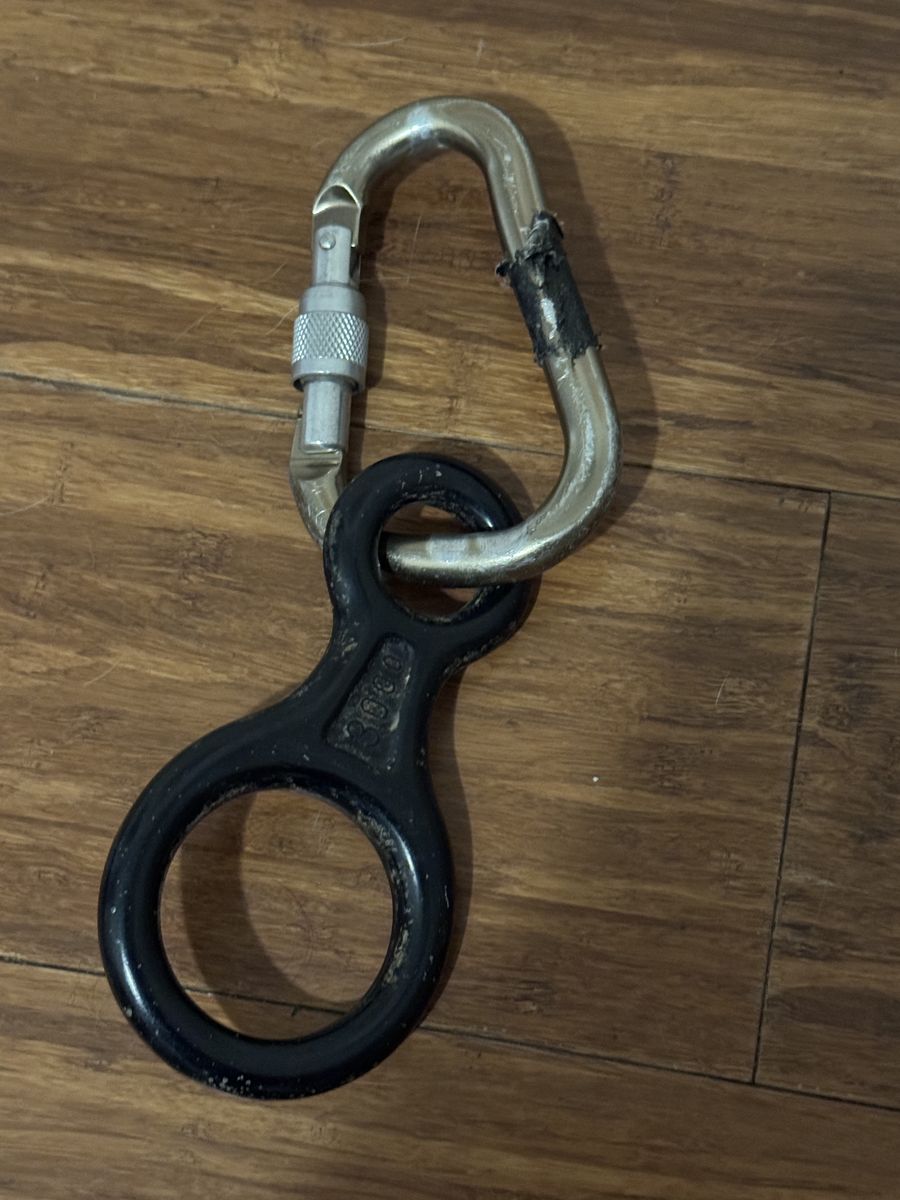 Figure 8 belay device with Black Diamond Rocklock Carabiner - Rappel set up
