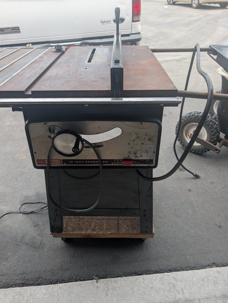 Craftsman 10-inch Bench Saw - Vintage Industrial Table Saw with Cast Iron Top and Motor
