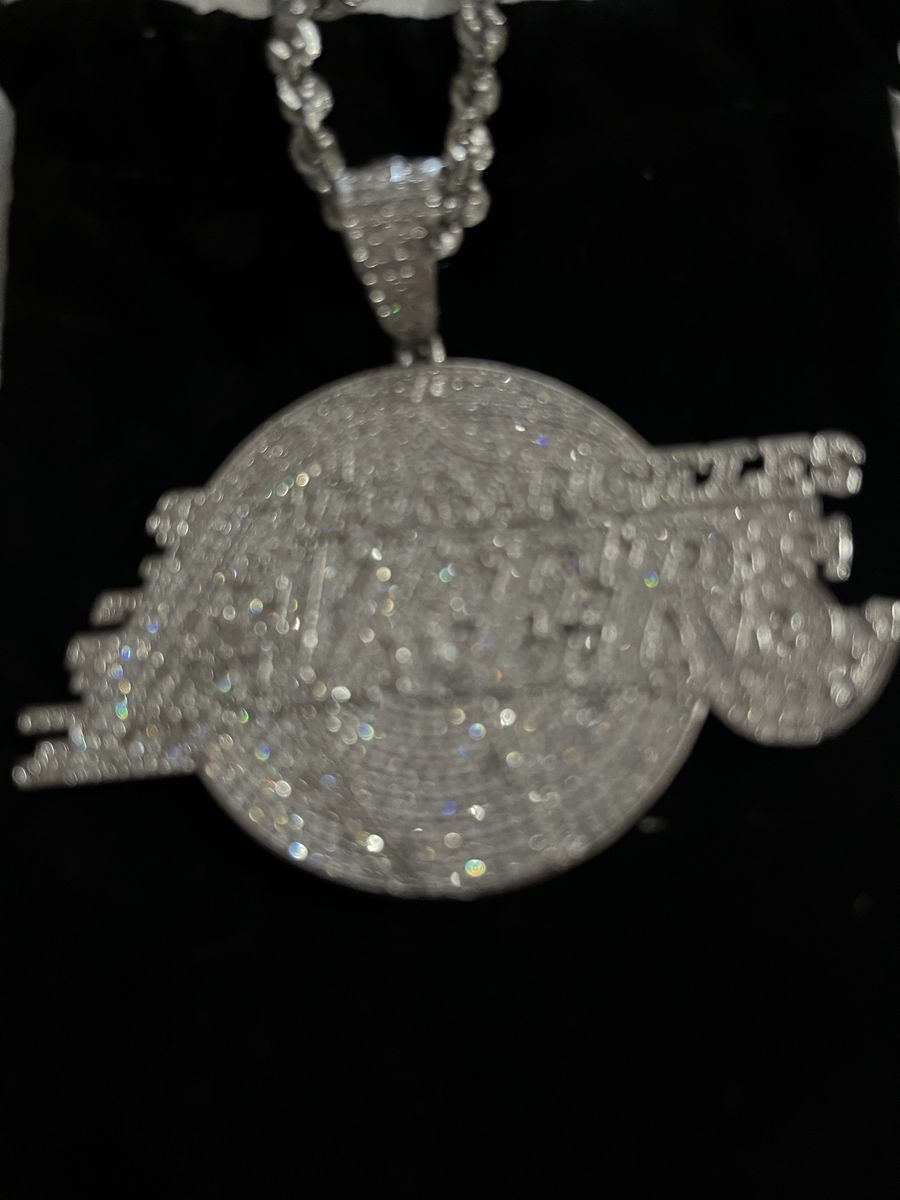 Los Angeles Lakers Ice Pave Pendant Necklace with Chain