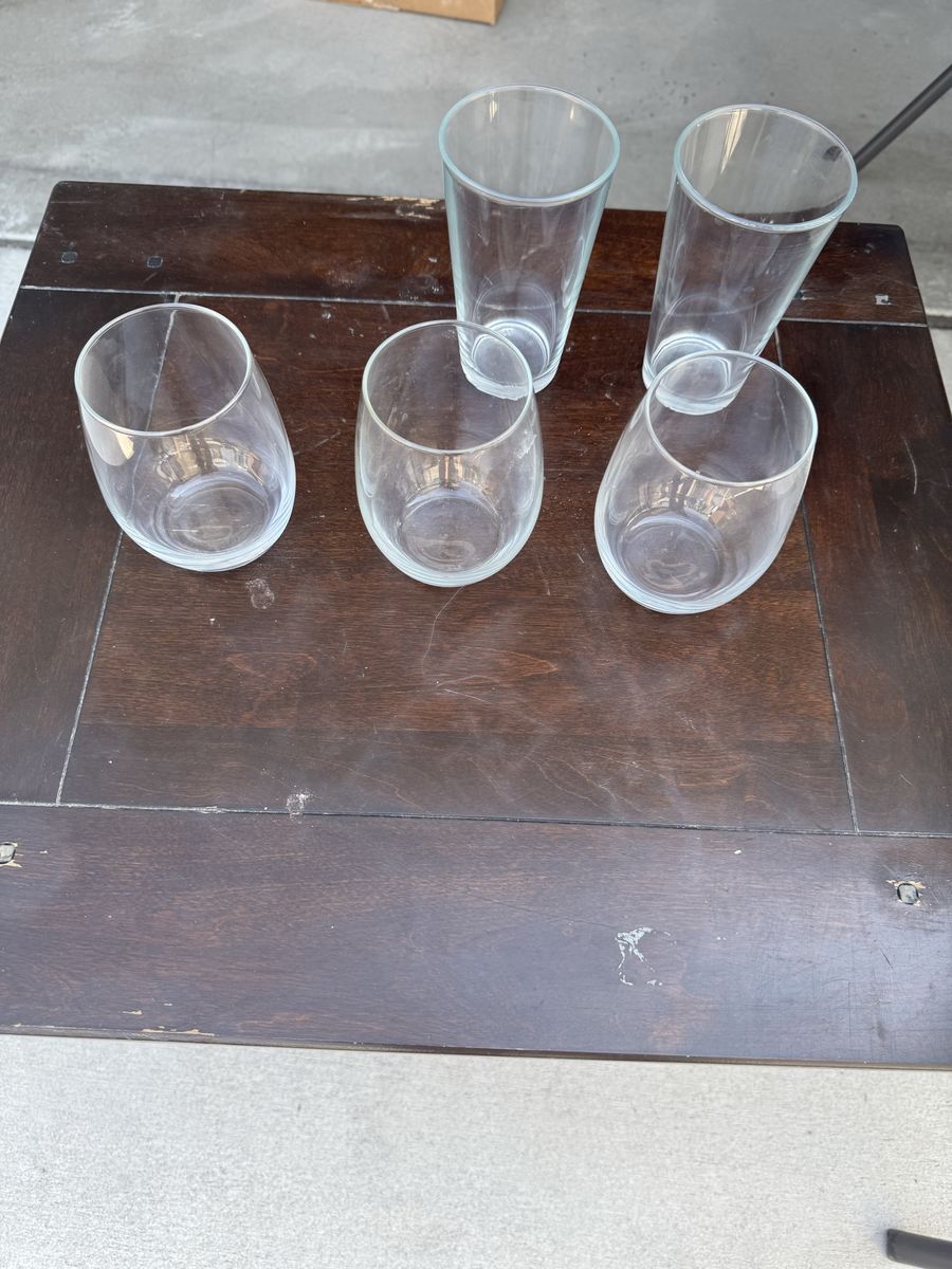 Assorted Clear Drinking Glasses Set - 5 Pieces