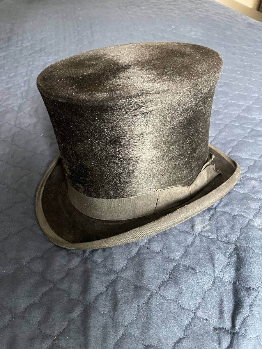 Vintage Christys' London Silk Plush Top Hat - Black Formal Headwear