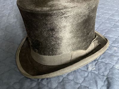 Vintage Christys' London Silk Plush Top Hat - Black Formal Headwear