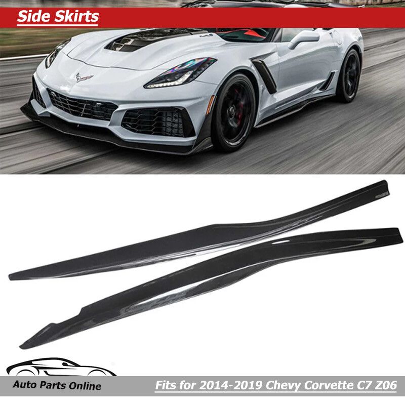 2014-2019 Chevy Corvette C7 Side Skirts Rocker Panel Splitters Black