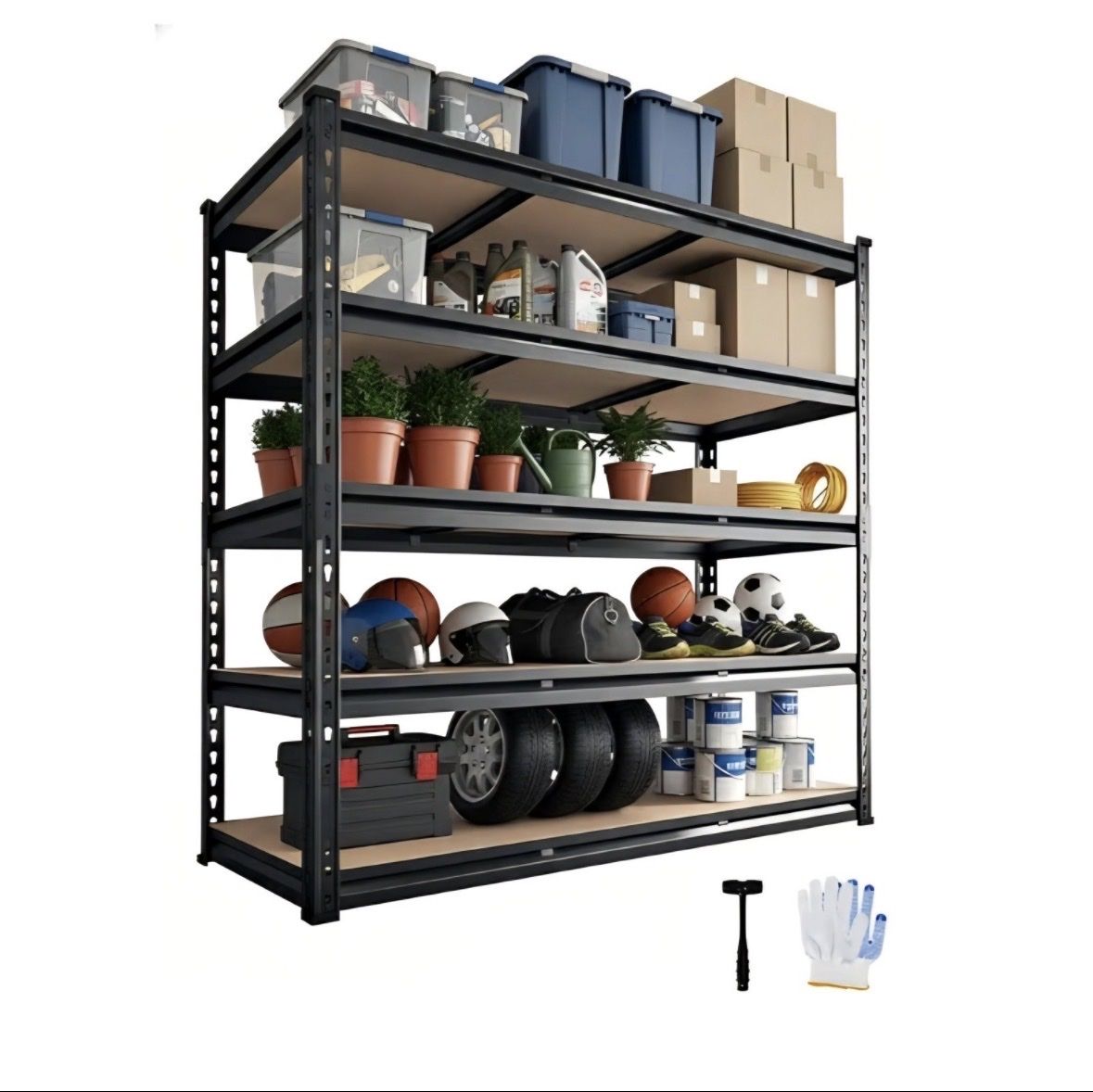 Heavy Duty Garage Shelving Units,5-Tier Adjustable Storage Shelves,48 x 24 x 72in