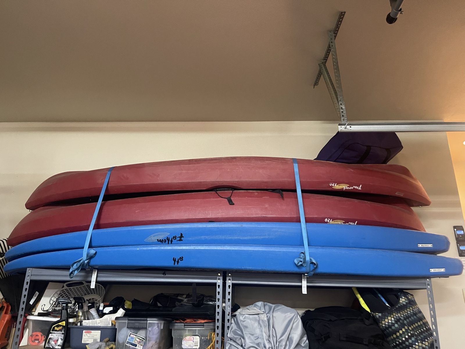Kayaks and Paddle boards - lifetime - 2 Red, 2 Blue - Great for Recreation