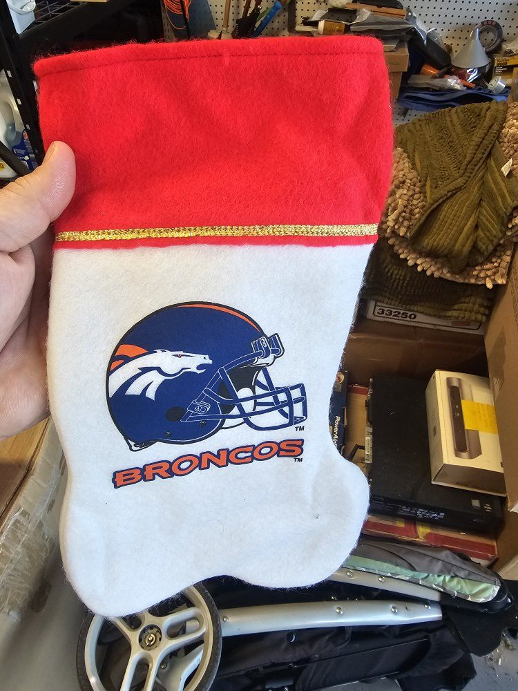 Denver Broncos NFL Christmas Stocking Red White Felt Holiday Decor Football Fan