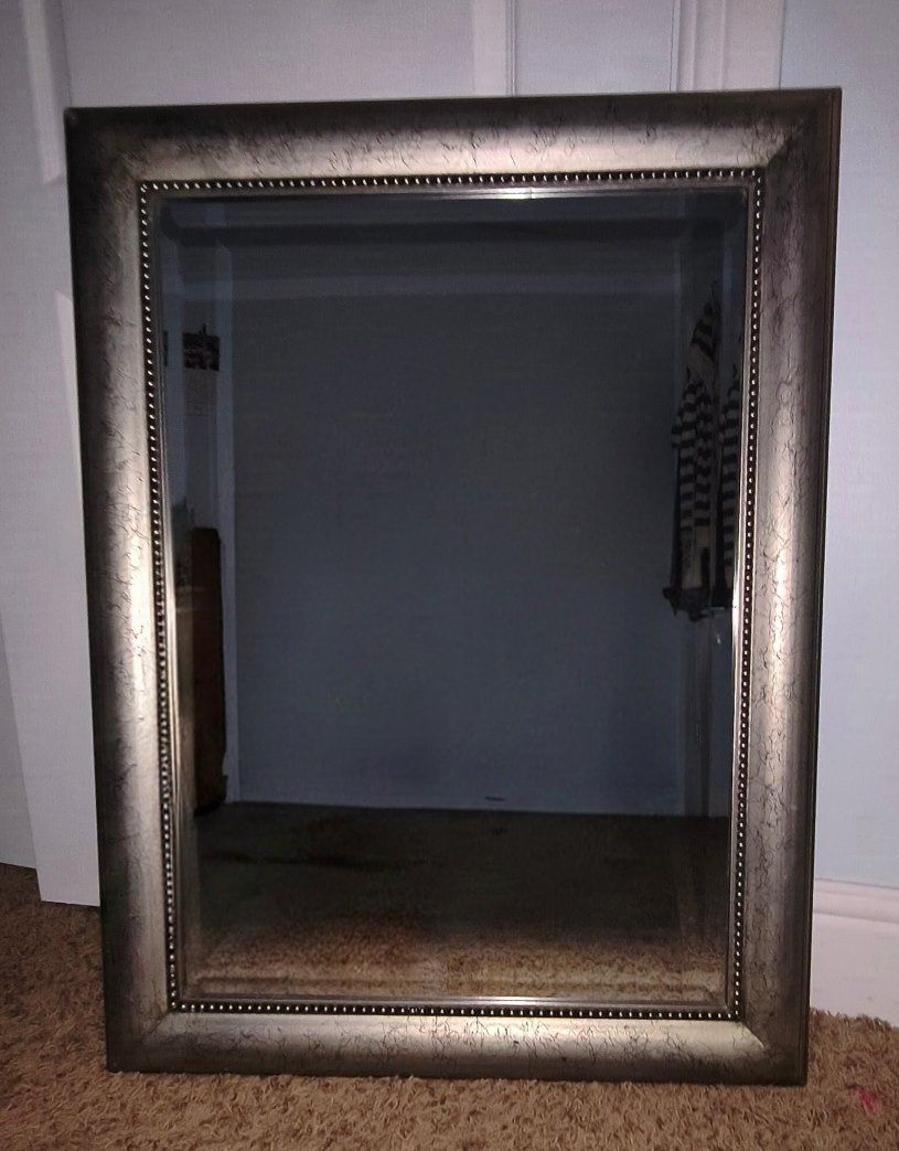 Maxshine Shunde Silver Decorative Wall Mirror with Beaded Frame