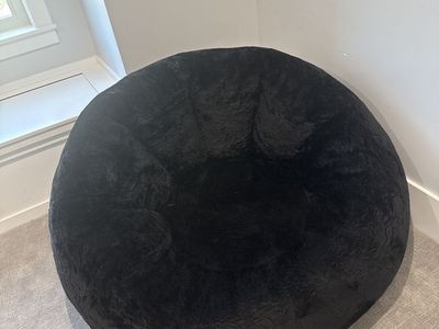 Large Black Faux Fur Bean Bag Chair - Super Comfy Seating