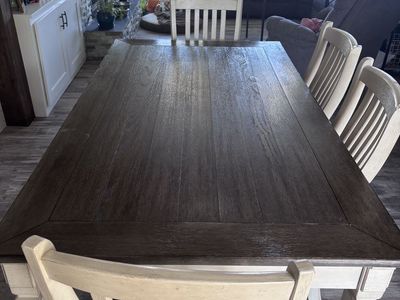Dining Room Table Set 72x40 with 4 Chairs, 1 Bench, and 6 Storage Drawers