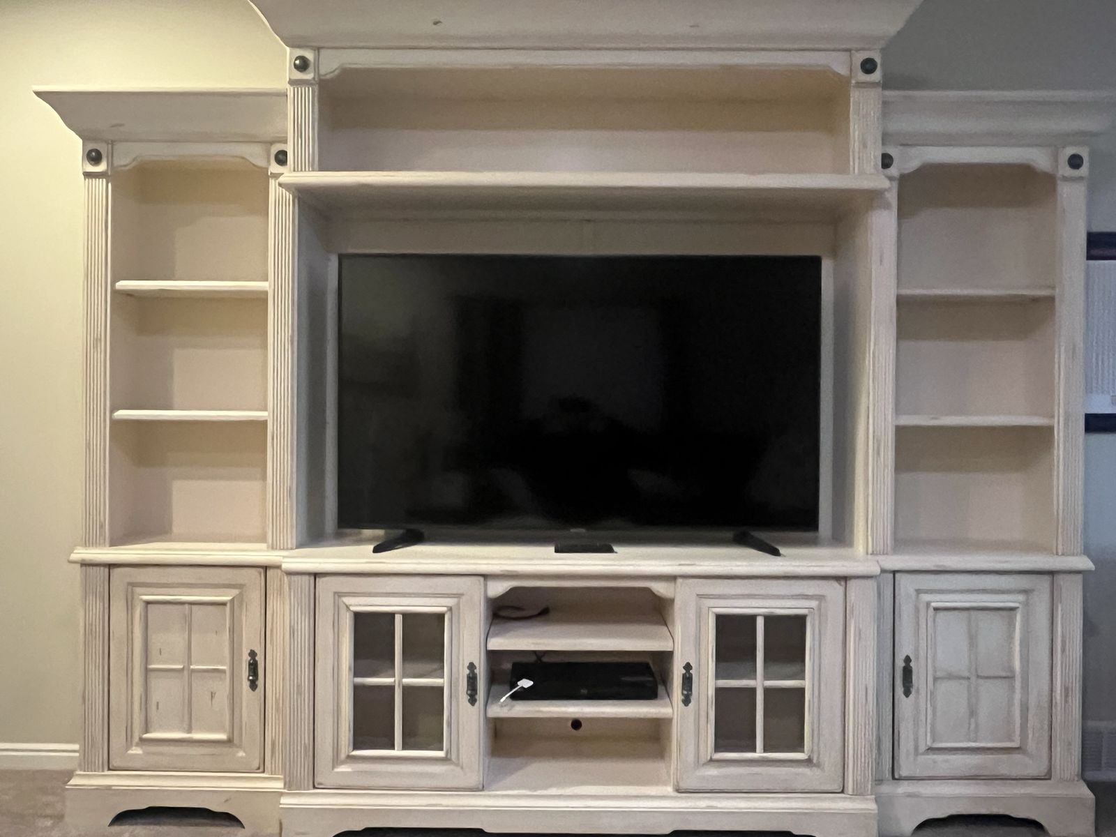 Rustic White Entertainment Center - Free Delivery