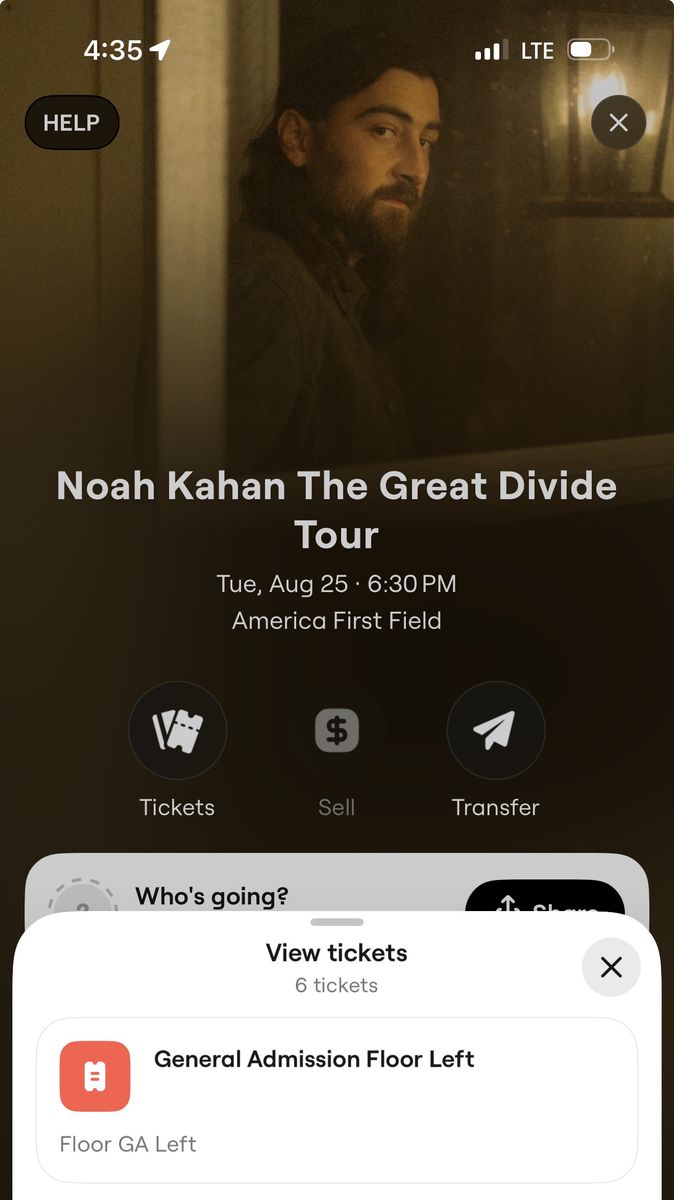 (3) Noah Kahan General Admission Tickets