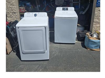 Top Load Washer with 8 Wash Cycles & Samsung 7.2 cu. ft. Electric Dryer with Sensor Dry - White