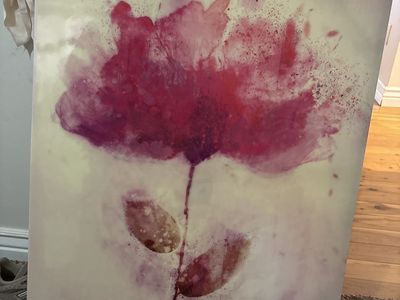 Large Watercolor Style Pink Flower Canvas Wall Art - Modern Floral Decor