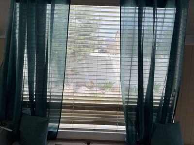 Teal Sheer Grommet Curtains - 180cm x 200cm - 4 Panels