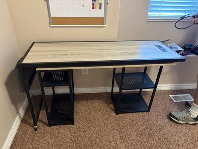 Spacious L-Shaped Desk with Storage & Built-in Power Outlets - Ideal for Home Office