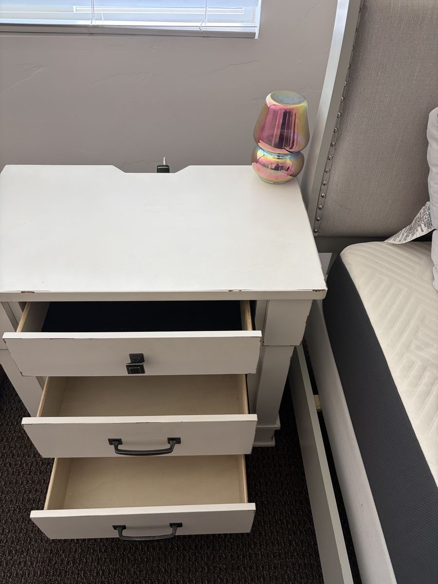 White Nightstand complete with full Charging Station