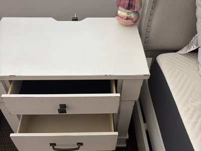 White Nightstand complete with full Charging Station