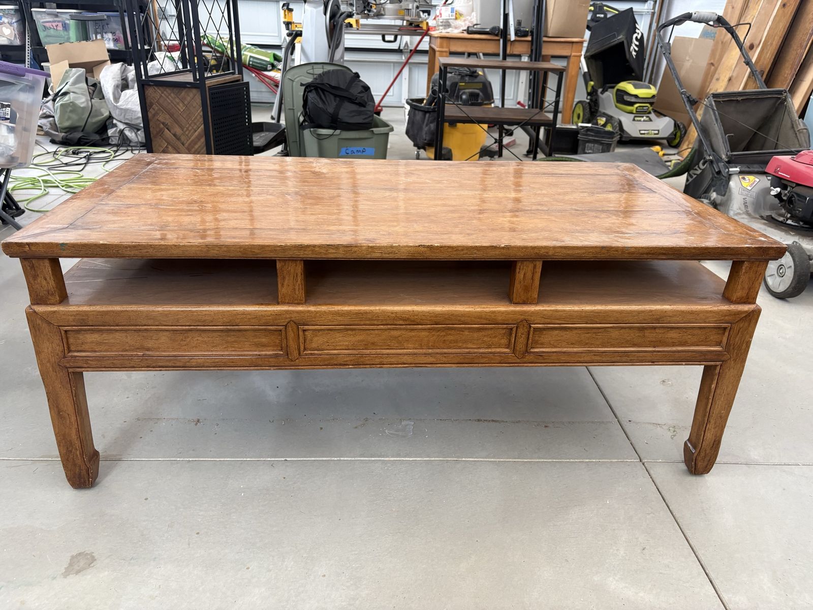 Vintage Solid Wood Coffee Table with Storage Shelf - 48" L x 24" W x 18" H