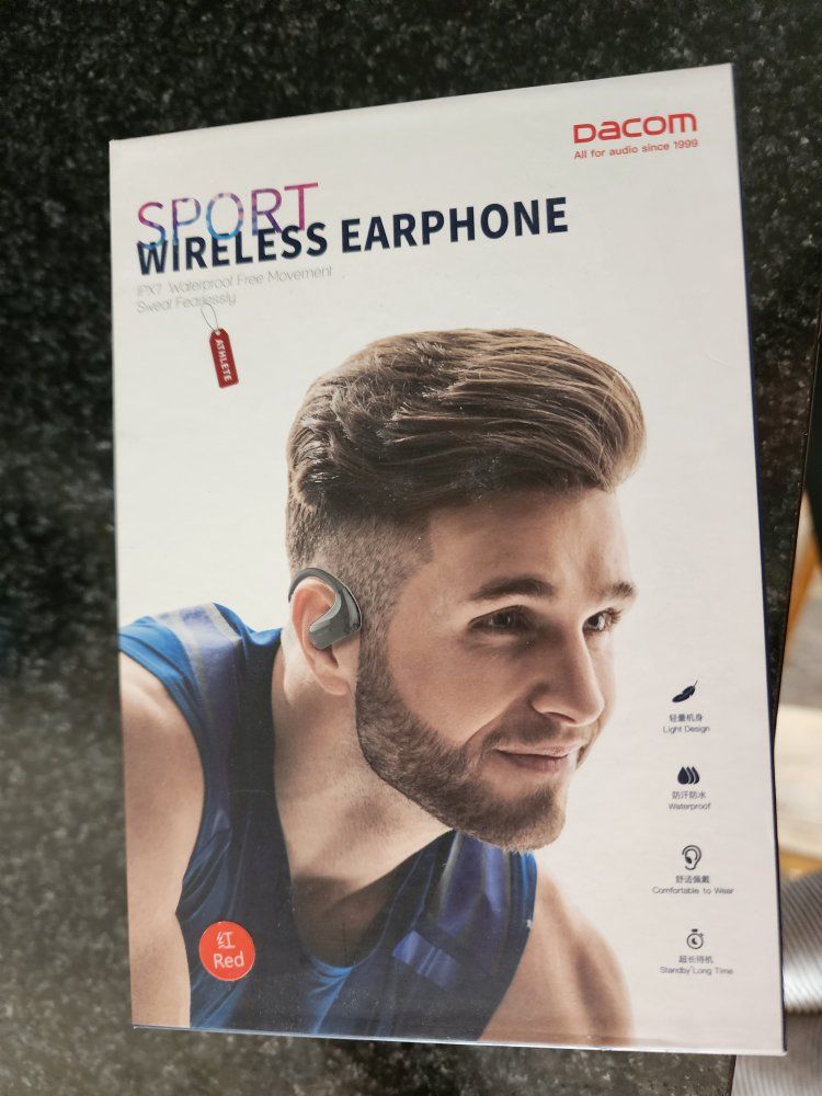 Dacom Sport Wireless Earphones - IPX7 Waterproof, Light Design, Comfortable Fit, black