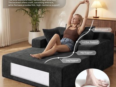 Dark Gray Ergonomic Memory Foam Oversized Chaise Lounge Sofa brand new
