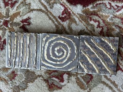 Local Utah Metal Art Artist Welder Brass Over Iron Squares, See Pictures