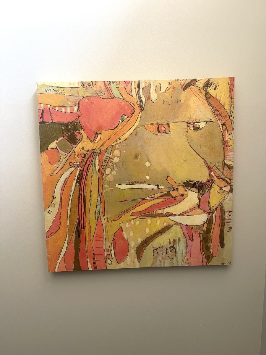 30" X 30" Abstract Lion Wall Art Transfer on Canvas - Artist Jennifer Mercede